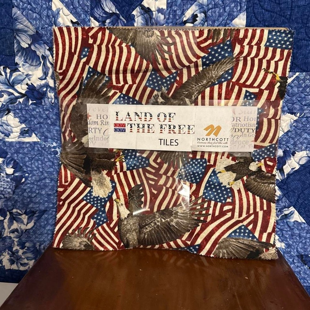 Northcott Land of the Free Tiles 10in Layer Cake 42pc Fabric Patriotic Eagle